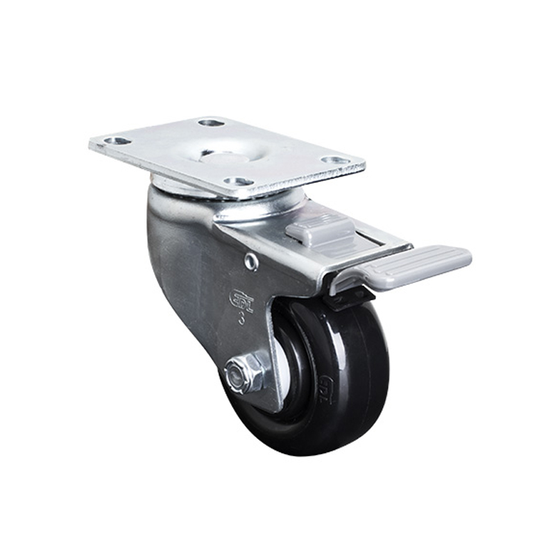 EDL Medium 3" 120kg Plate Plastic Dual Brake PU Caster 50123H-503-65