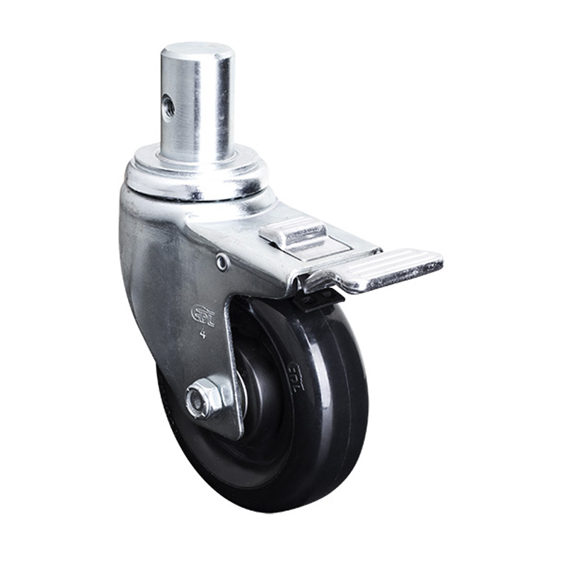 EDL Medium 4'' 140Kg Stem Al. Dual Brake PU Caster50164P-504-66