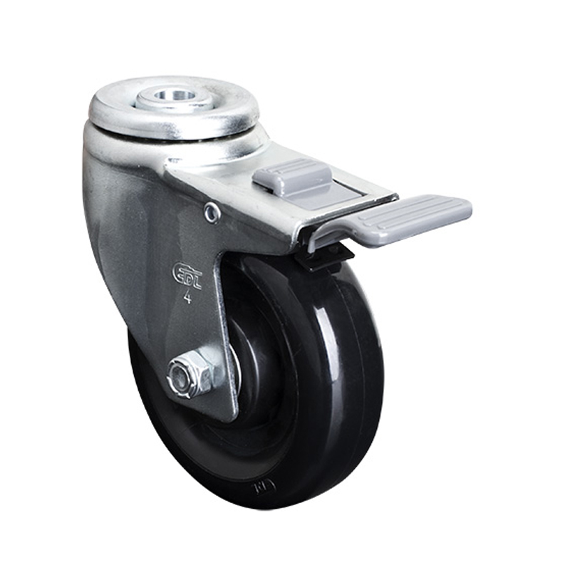 EDL Medium 4'' 140Kg Bolt Hole Plastic Dual Brake PU Caster50184H-504-66