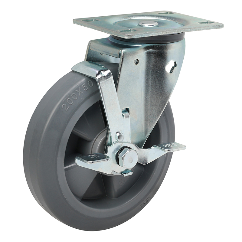 EDL Heavy 8" 350kg  Plate Side Wheel Brake TPE Caster 77128C-708-56/C/M12X90
