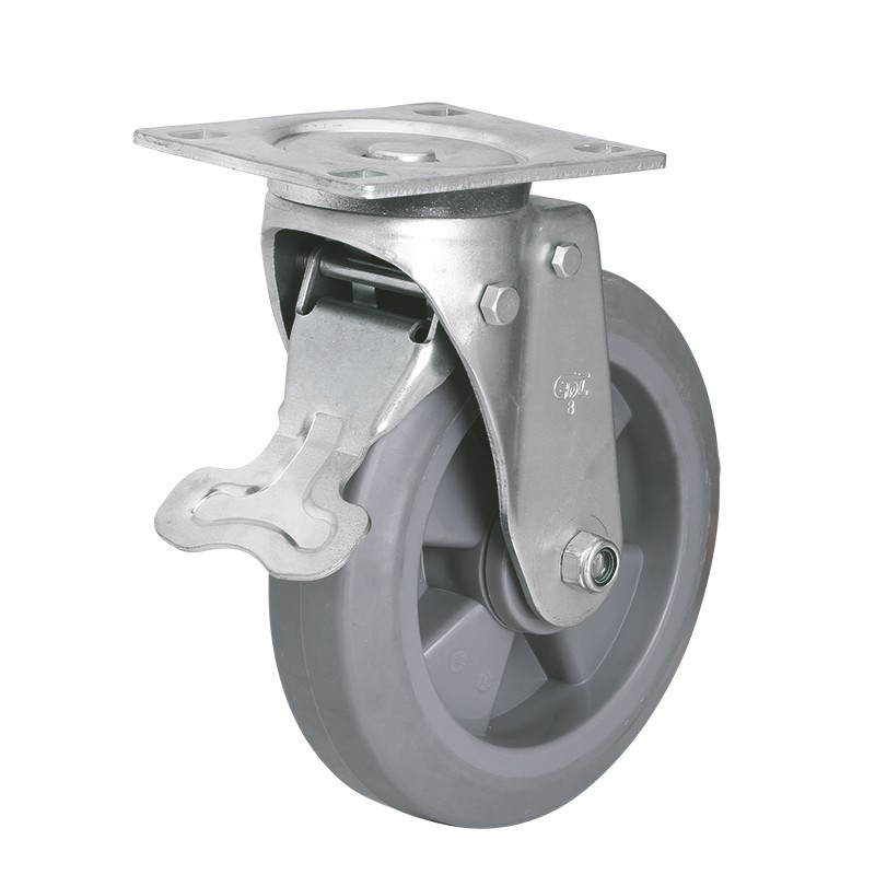 EDL Heavy 8" 350kg  Plate Front Brake TPE Caster 77128Q-788-56/M12X80