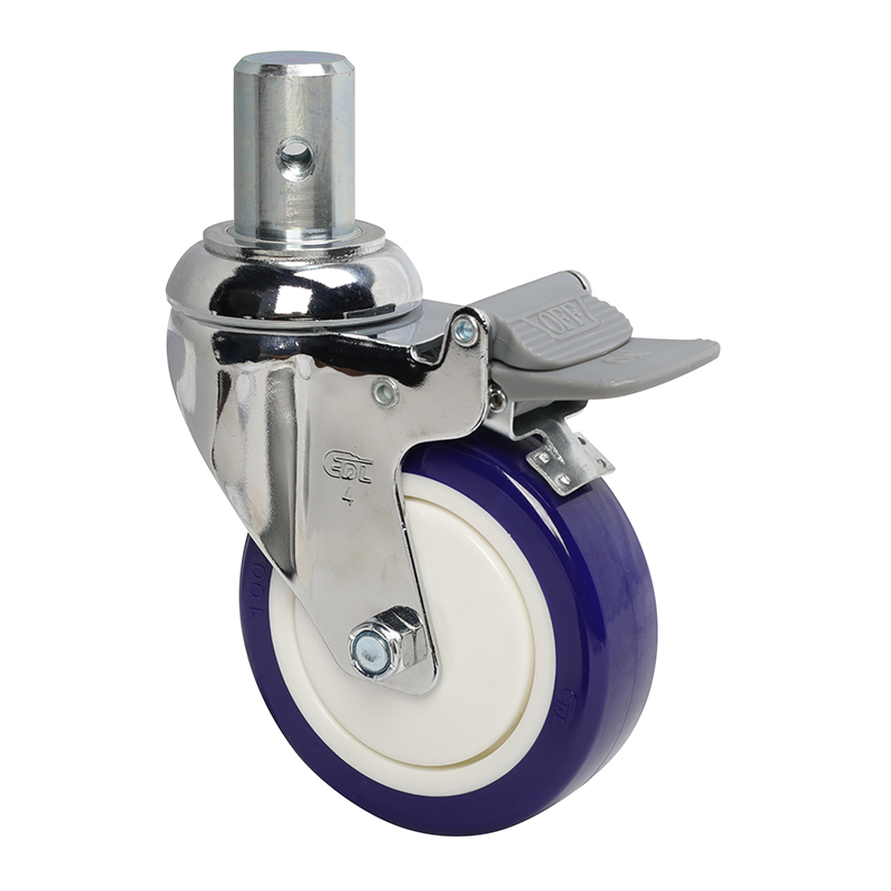 EDL Medium 4'' 130Kg Stem Plastic Dual Brake TPU Caster 57264H-574-87