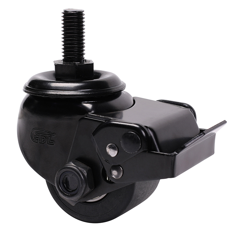 易得力低重心2寸250kg絲桿萬向剎車尼龍PA設備腳輪M41342E-M412-16