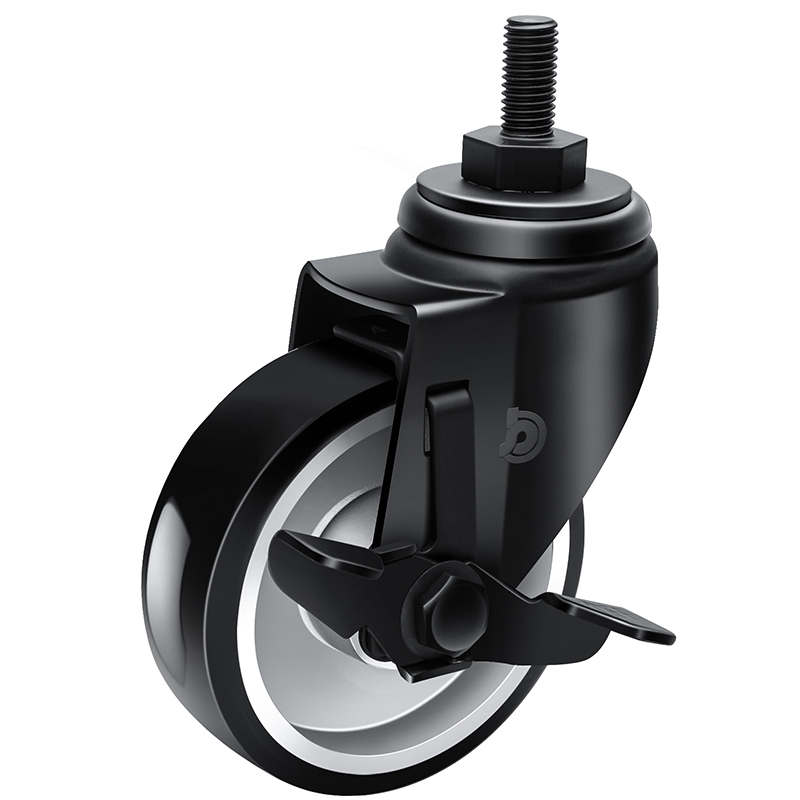 JARABO High-powered Medium 4" 110kg Threaded Side Wheel Brake TPU Caster J50544C-A504-86A/C
